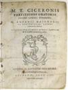 CLASSICS CICERO, MARCUS TULLIUS. Partitiones oratoriae. 1588